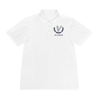 Front view white Be excellent! polo