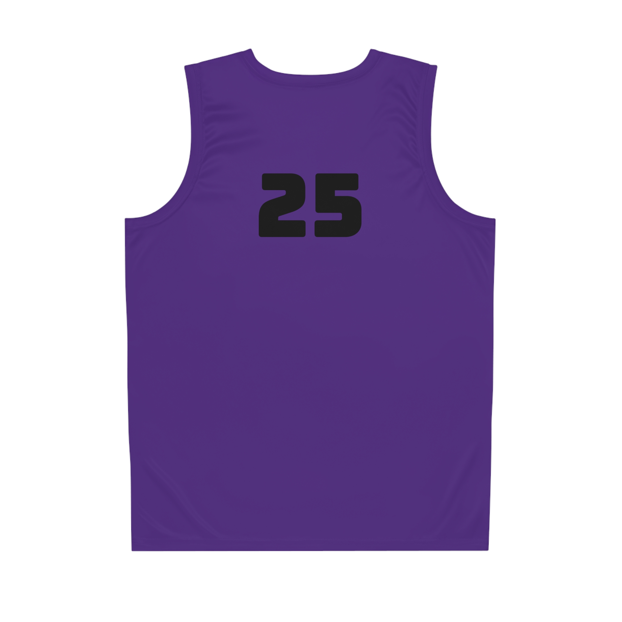 back view of purple basketball jersey with the number 25 on it