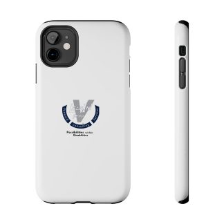 A white phone case for the iPhone, in the middle of the rectangular case the lean in prep logo is displayed. a side view of the phone shows the buttons.